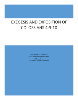 Exegesis and Exposition of Colossians 4:9-10