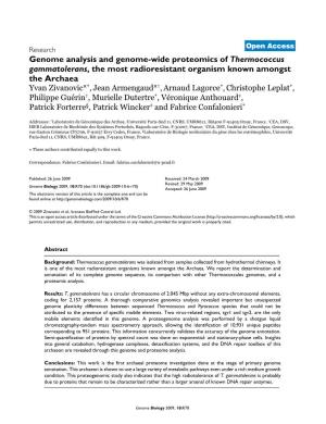 Genome Analysis and Genome-Wide Proteomics