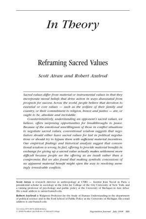 Reframing Sacred Values