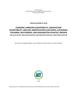 DOGAMI Open-File Report O-19-09, Coseismic Landslide Susceptibility, Liquefaction Susceptibility, and Soil Amplification Class M