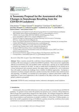 A Taxonomy Proposal for the Assessment of the Changes in Soundscape Resulting from the COVID-19 Lockdown