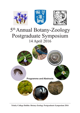 5Th Annual Botany-Zoology Postgraduate Symposium 14 April 2016