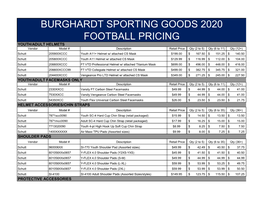Burghardt Sporting Goods 2020 Football Pricing