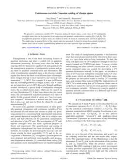 Continuous-Variable Gaussian Analog of Cluster States