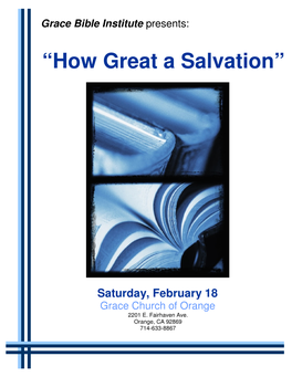 “How Great a Salvation”