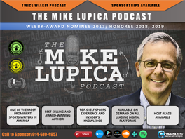 The Mike Lupica Podcast Webby- Award Nominee 2017; Honoree 2018, 2019