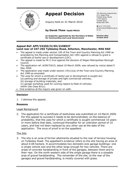 Appeal Decision 4/11 Eagle Wing Temple Quay House 2 the Square Temple Quay Inquiry Held on 31 March 2010 Bristol BS1 6PN