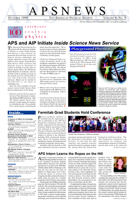 APS and AIP Initiate Inside Science News Service