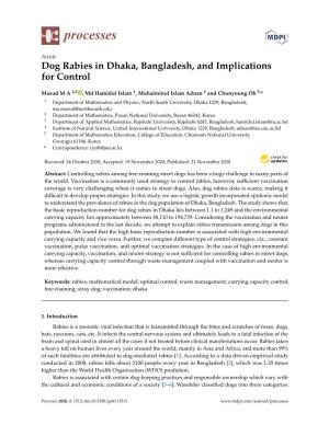 Dog Rabies in Dhaka, Bangladesh, and Implications for Control
