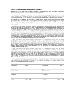 Blue's Canoe Livery Release Form (Pdf)