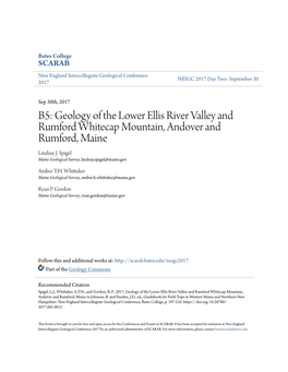 Geology of the Lower Ellis River Valley and Rumford Whitecap Mountain, Andover and Rumford, Maine Lindsay J