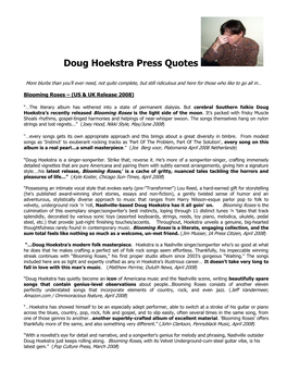 Doug Hoekstra Press Quotes