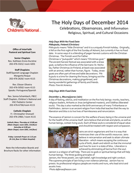 The Holy Days of December 2014 2014 of December Holy Days The