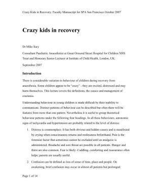 Crazy Kids in Recovery