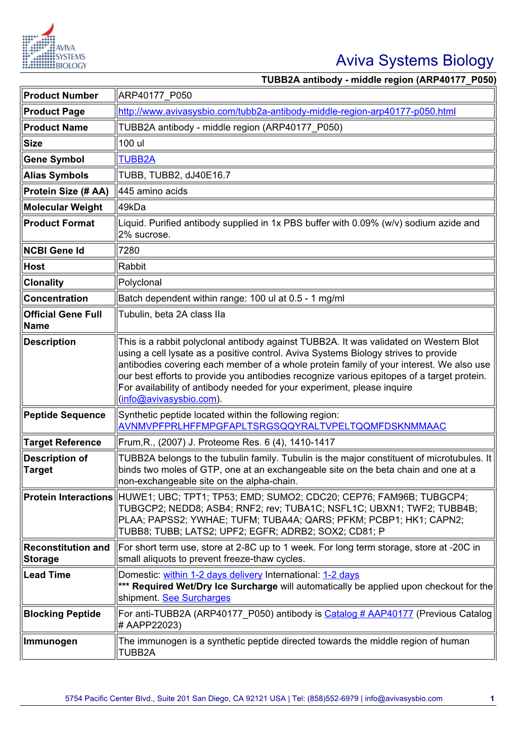 Product Datasheet: ARP40177 P050