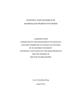 Genetics and Genomics of Mammalian Pigment Patterns