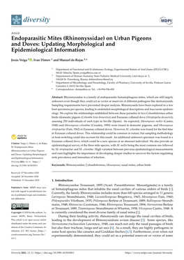 Endoparasitic Mites (Rhinonyssidae) on Urban Pigeons and Doves: Updating Morphological and Epidemiological Information