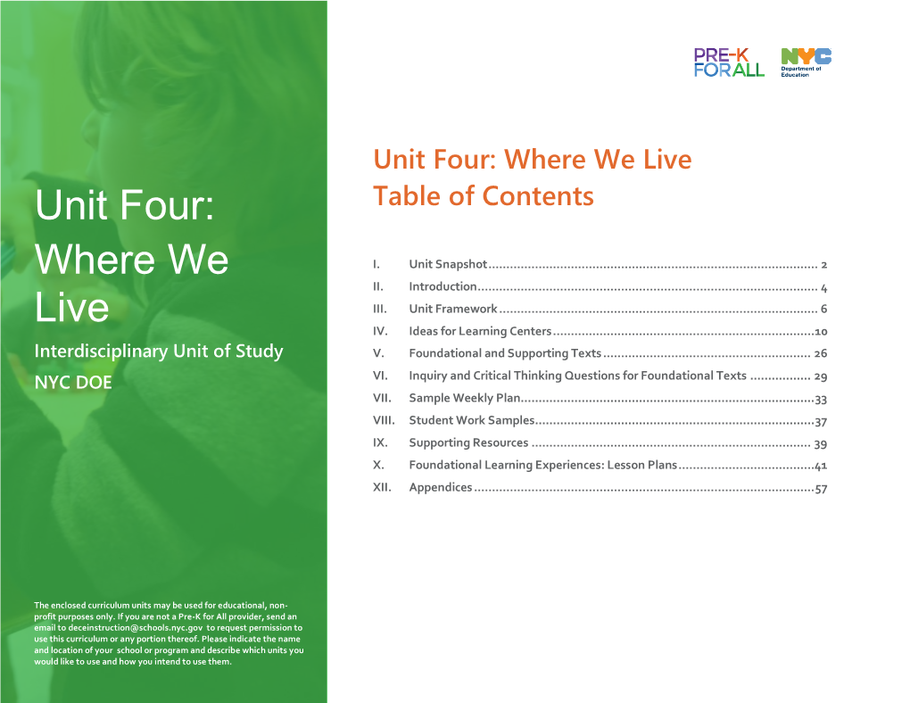 Unit Four: Where We Live Unit Four: Table of Contents