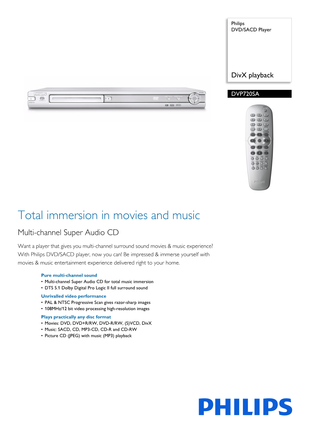 DVP720SA/02 Philips DVD/SACD Player