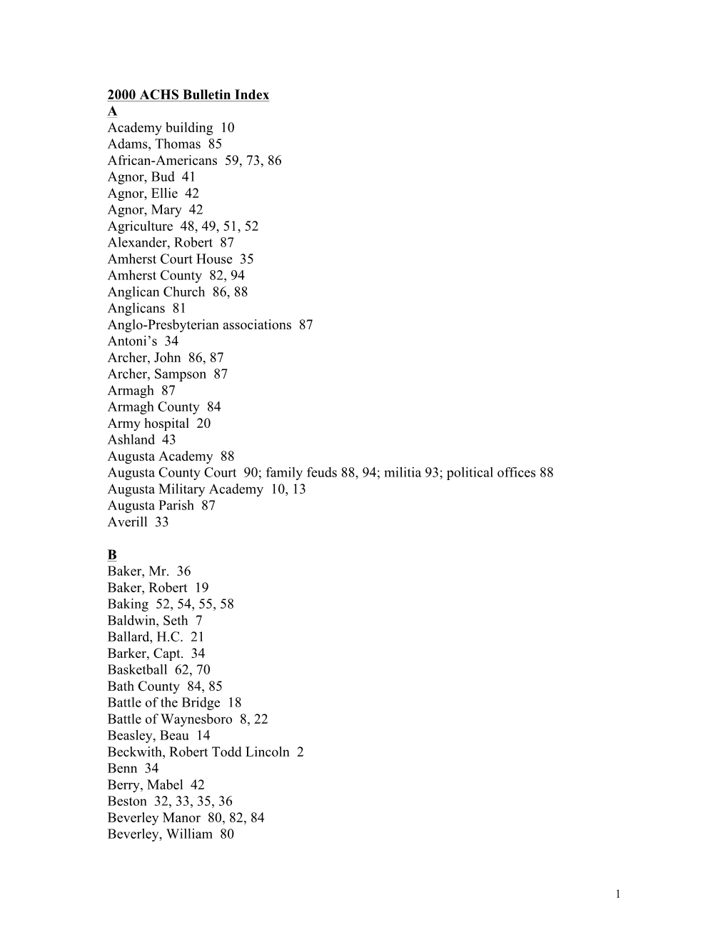 ACHS-Bulletin-Index-2000-2010