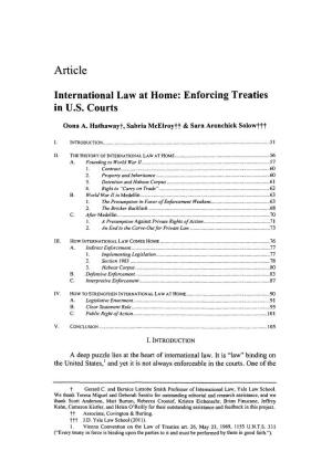 International Law at Home: Enforcing Treaties in U.S. Courts