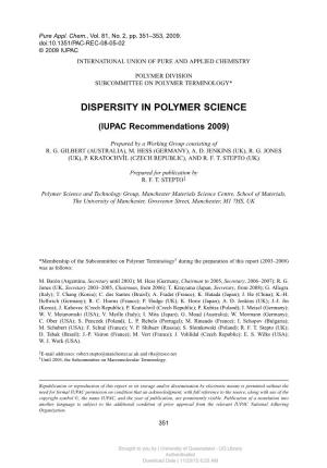 Dispersity in Polymer Science