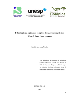 Delimitação De Espécies Do Complexo Aspidosperma Pyrifolium Mart