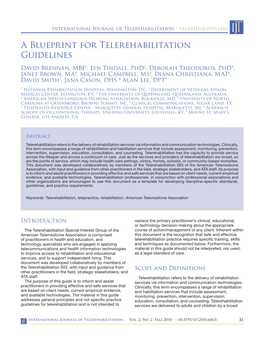 A Blueprint for Telerehabilitation Guidelines