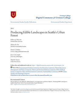 Producing Edible Landscapes in Seattle's Urban Forest Rebecca J