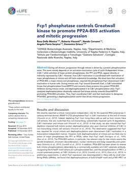 Fcp1 Phosphatase Controls Greatwall Kinase to Promote PP2A-B55