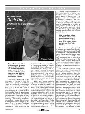Part 1 of Dick Davis Interview