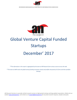 Global Venture Capital Funded Startups December 2017