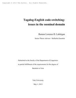 Tagalog-English Code-Switching: Issues in the Nominal Domain