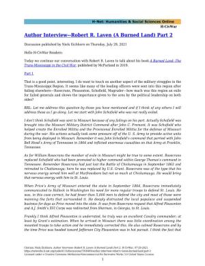 Author Interview--Robert R. Laven (A Burned Land) Part 2