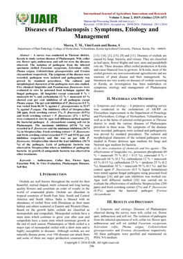 Diseases of Phalaenopsis : Symptoms, Etiology and Management