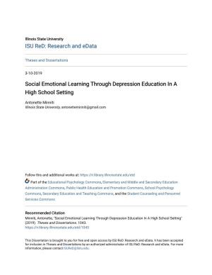 Social Emotional Learning Through Depression Education in a High School Setting