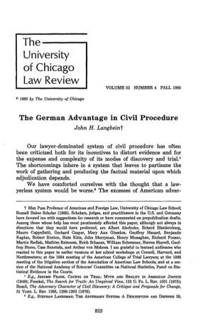 The German Advantage in Civil Procedure John H