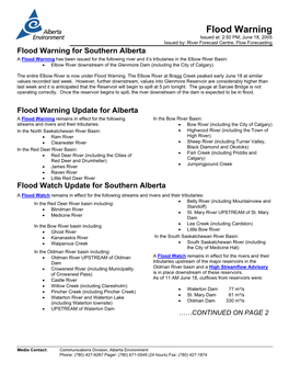 Flood Warning Issued At: 2:50 PM, June 18, 2005