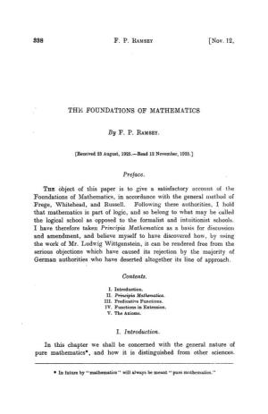 The Foundations of Mathematics, in Accordance with the General Method of Frege, Whitehead, and Bussell