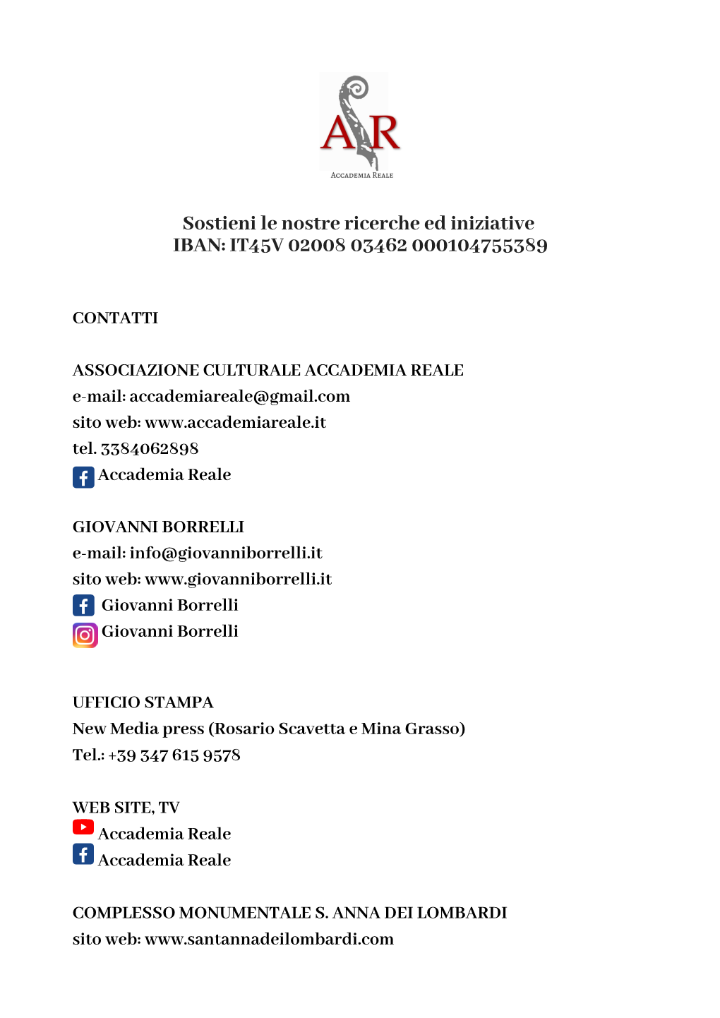 Programma 29 Maggio