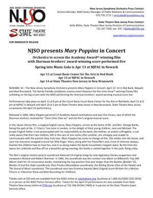 NJSO Presents Mary Poppins in Concert