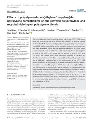 B-Polystyrene Compatibilizer on the Recycled Polypropylene And