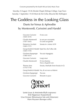 The Goddess in the Looking Glass Duets for Venus & Aphrodite by Monteverdi, Carissimi and Handel