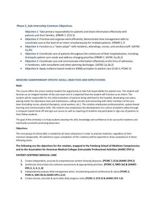 Phase 3 Sub-Internship Common Objectives