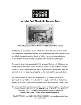 Archive Fact Sheet: St. James's Gate