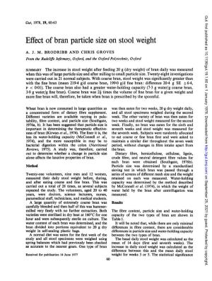 Effect of Bran Particle Size on Stool Weight