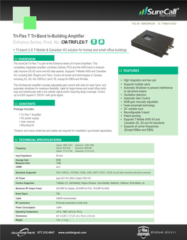 Tri-Flex T Tri-Band In-Building Amplifier Enhance Series, Prod. No: CM-TRIFLEX-T > Tri-Band U.S T-Mobile & Canadian 4G Solution for Homes and Small Office Buildings