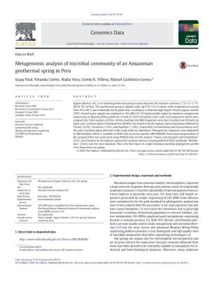 Metagenomic Analysis of Microbial Community of an Amazonian Geothermal Spring in Peru