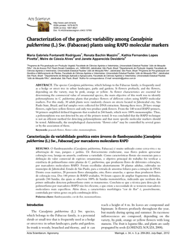 (L.) Sw. (Fabaceae) Plants Using RAPD Molecular Markers