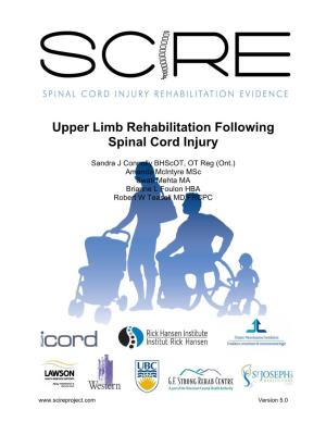 Upper Limb Rehabilitation Following Spinal Cord Injury